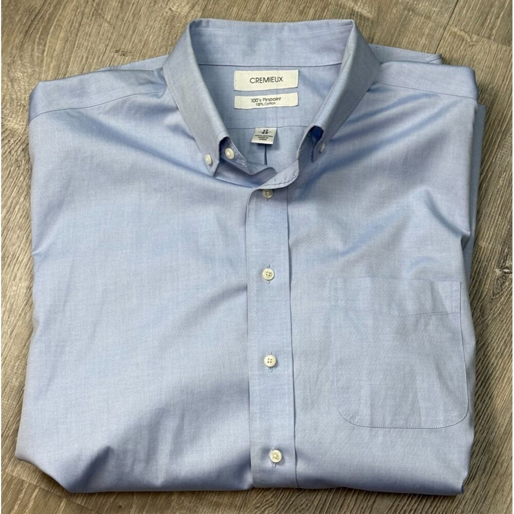 Daniel Cremieux Button Down‎ Designer Shirt 17 34 Blue Long Sleeve Casual Cotton